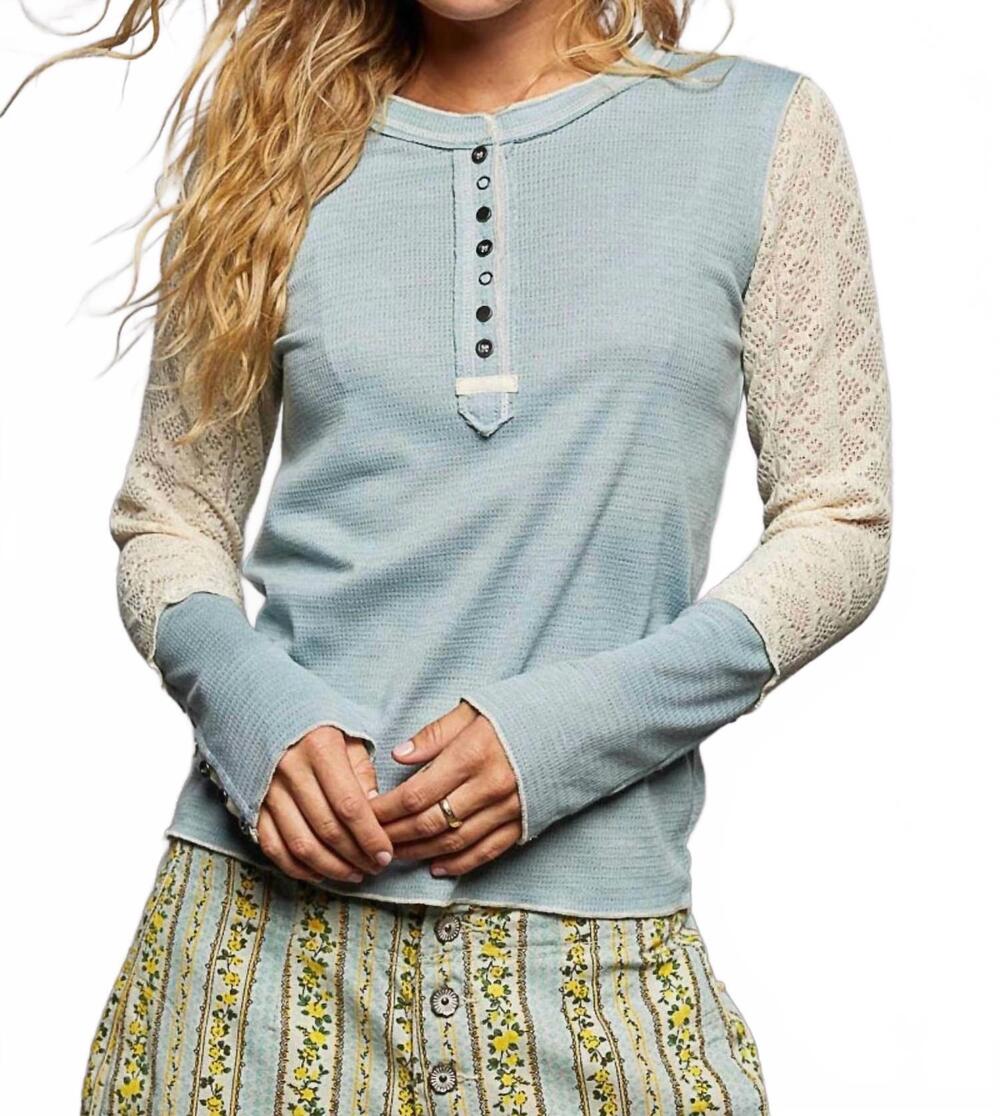 NEW POL cut and sew crew neck tee in light blue
